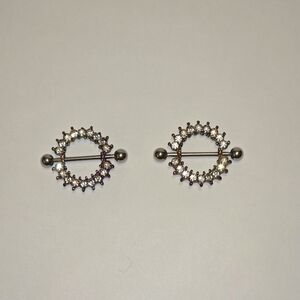 New 14g 316L CZ Rainbow Nipple Rings